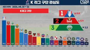 수원, 2주 연속 K리그 관심도 1위